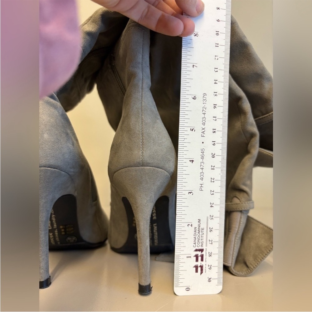 Chinese Laundry Kristin Cavallari Grey Faux Suede Over The Knee Heeled Boots - 6 - Picture 4 of 7